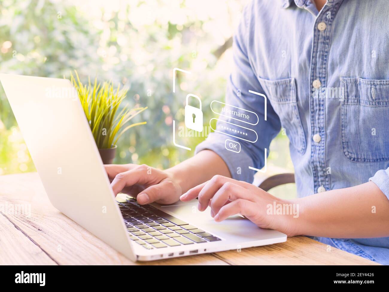 Username and password, cyber security concept, data protection and secured internet access, cybersecurity. Stock Photo