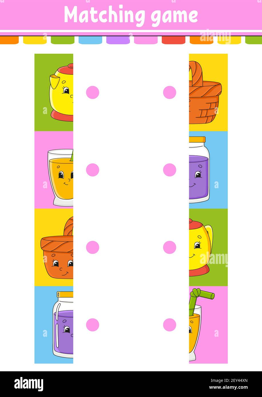 Matching game. Draw a line. Education developing worksheet. Activity