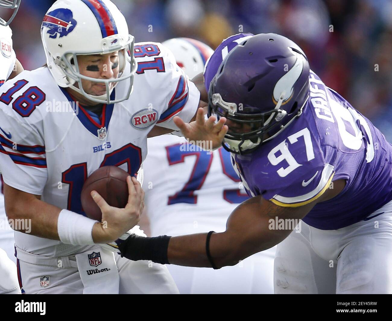 Buffalo Bills quarterback Kyle Orton (18) drops back to pass