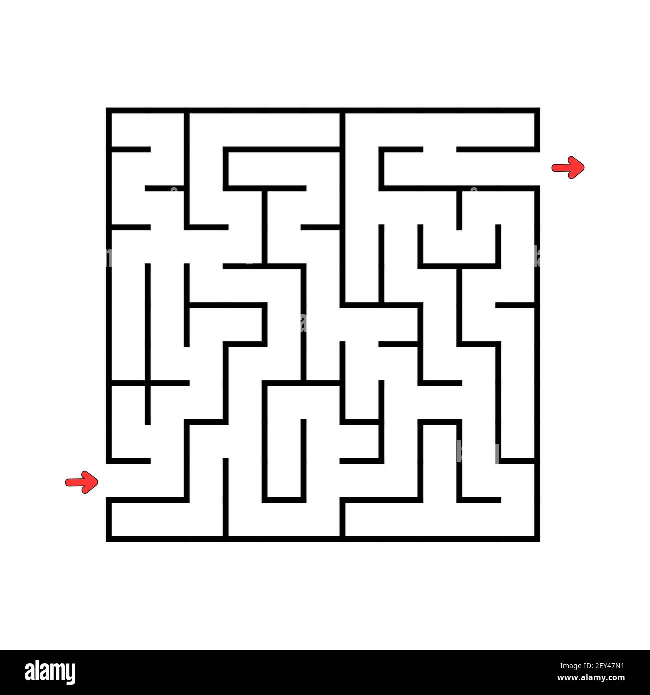 Square maze. Game for kids. Puzzle for children. Labyrinth conundrum. Vector illustration. Find the right path. Stock Vector