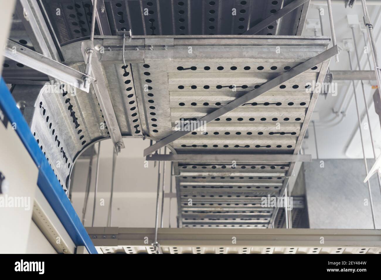 electrical cables in a cable ladder wire way on the roof Stock Photo Alamy