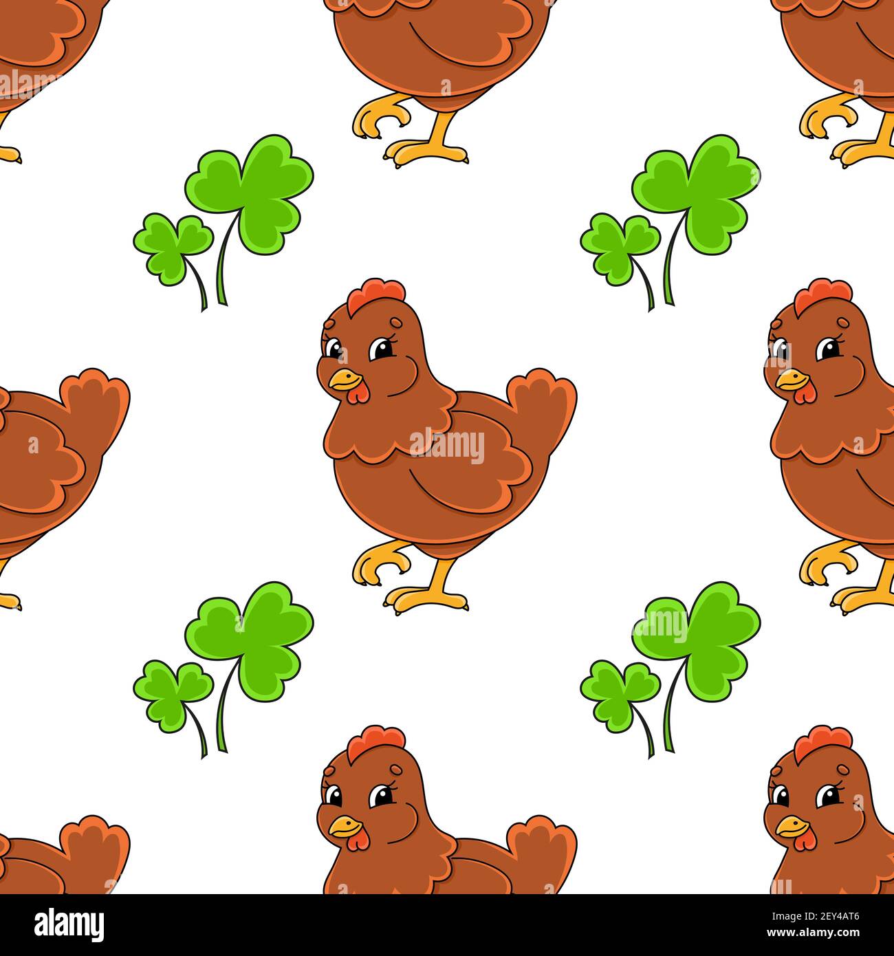 Easter theme. Color seamless pattern. Cartoon style. Hand drawn. Vector ...