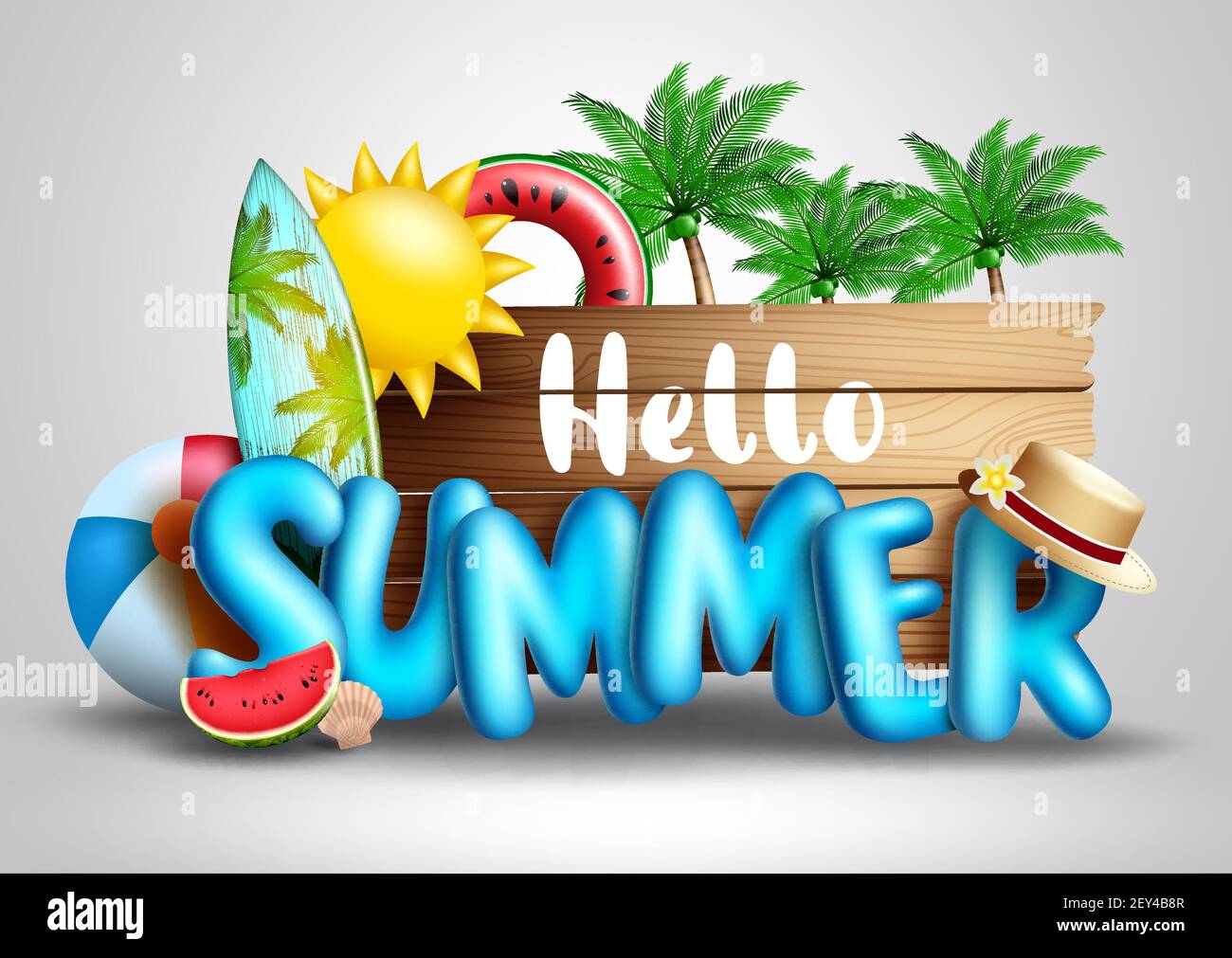 Summer time vector banner background. It's summer time text in beach island  sand with tropical season elements like palm tree, sunglasses and lifebuoy  Stock Vector Image & Art - Alamy