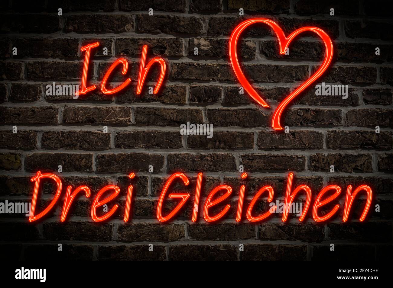 Leuchtreklame, Ich liebe Drei Gleichen, Thüringen, Deutschland, Europa