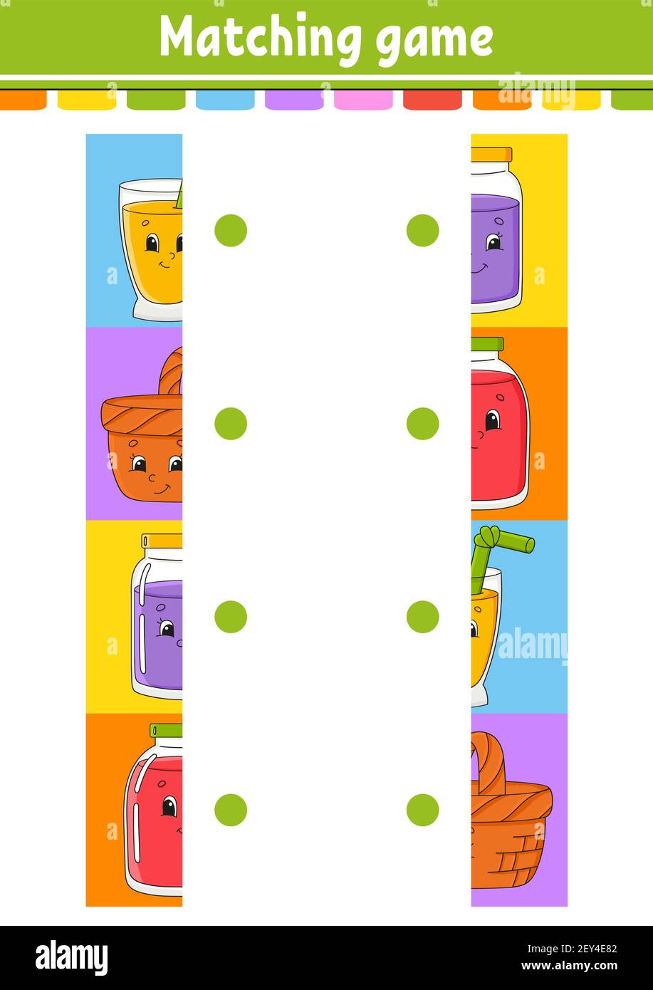 Matching game. Draw a line. Education developing worksheet. Activity