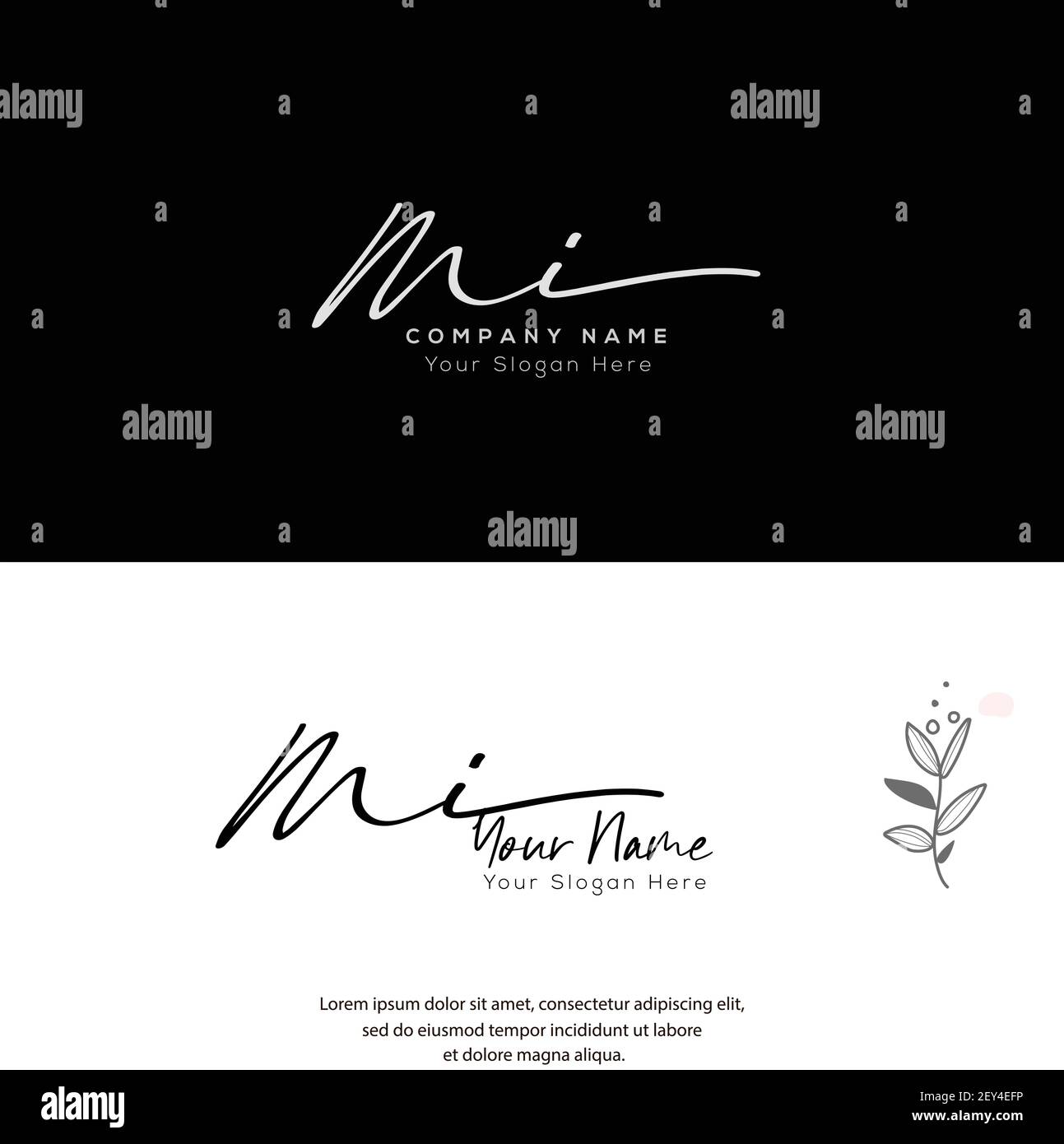 M I MI Initial letter handwriting and signature logo. Beauty vector initial logo .Fashion, boutique, floral and botanical Stock Vector