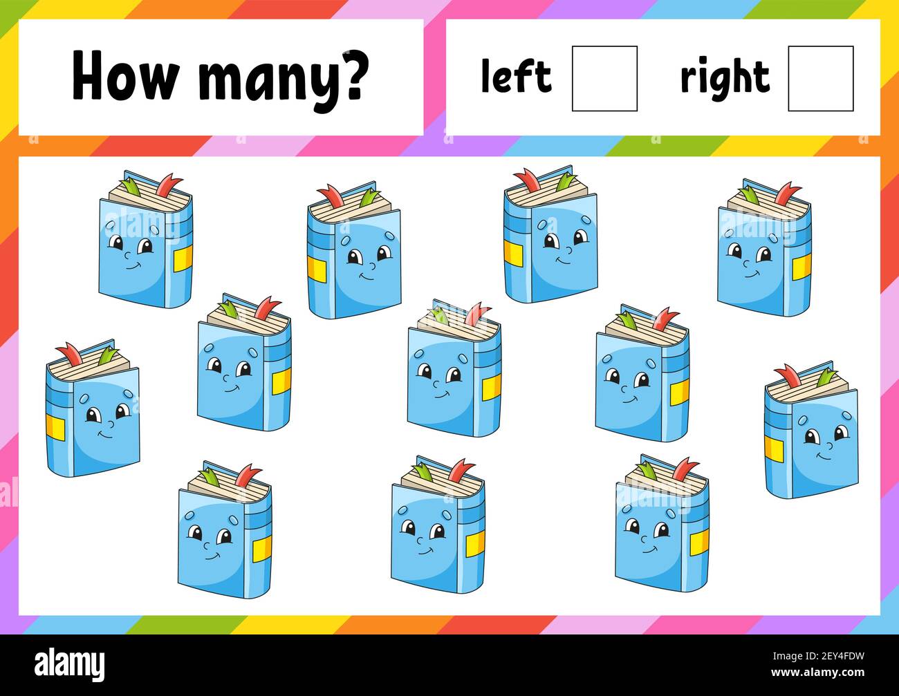 Counting game for children. Happy characters. Learning mathematics. How