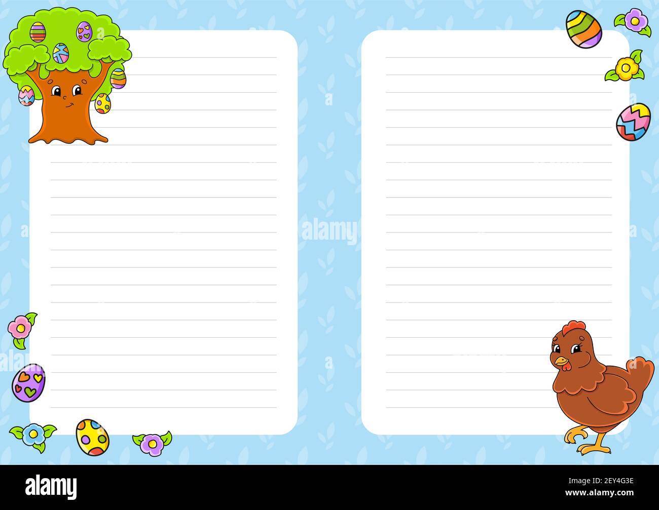 Easter theme. Colored sheet template for notes. Paper page for art ...