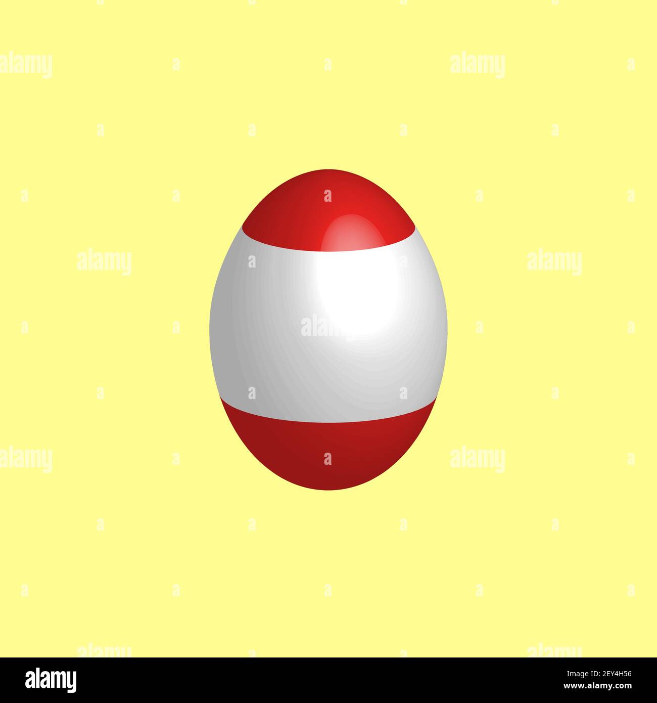 Easter egg in the colors of the Austrian flag. Austria flag. Easter chicken egg. Christian religion and culture. Christian holiday. Austrian symbol. R Stock Vector