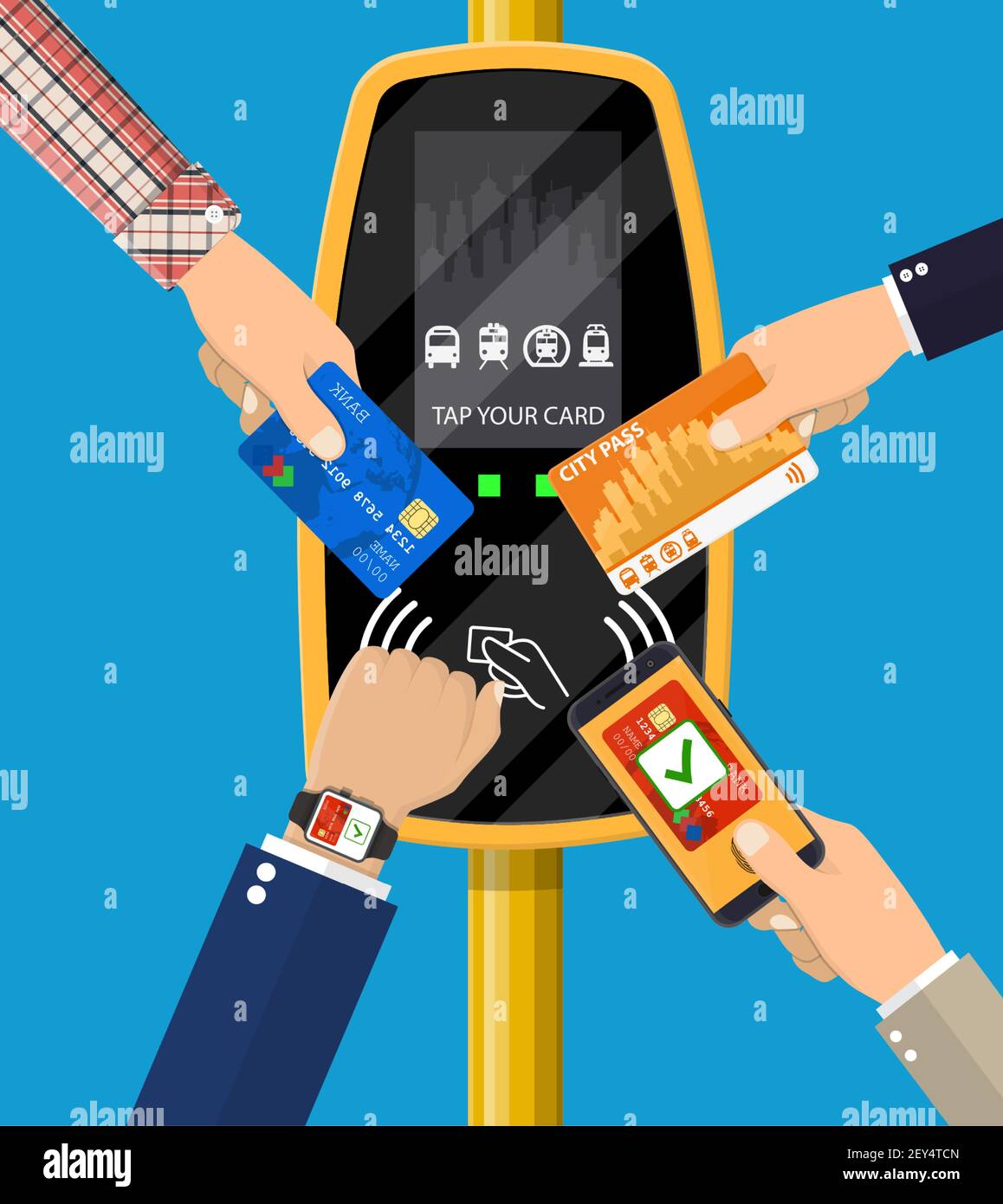 Hands with transport card, Stock Vector