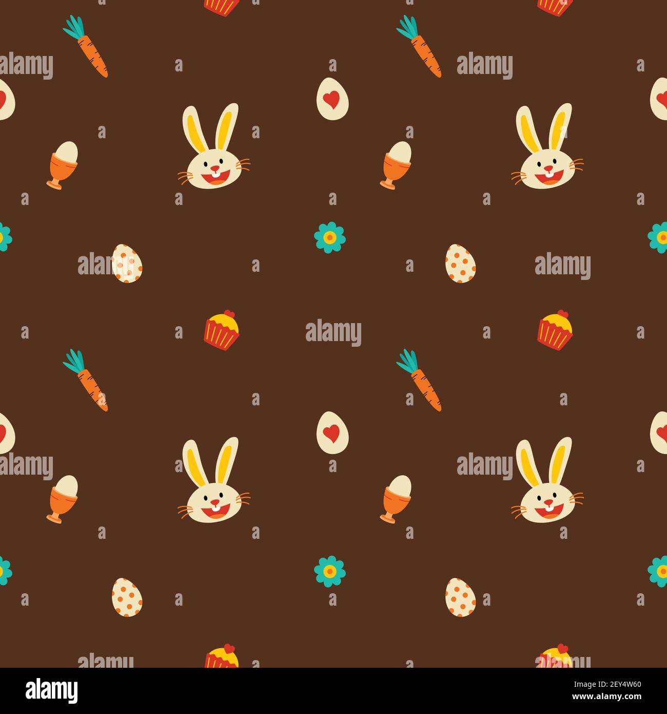 Easter decorative elements pattern seamless brown color. Use for fabric ...