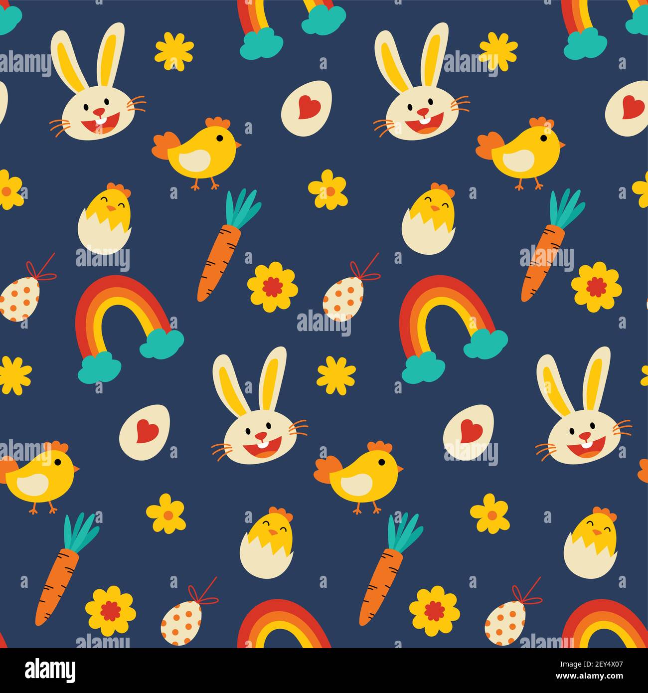 Easter decorative elements pattern seamless. Use for fabric, print, textile, wrapping, background, package, clothing. Stock Vector