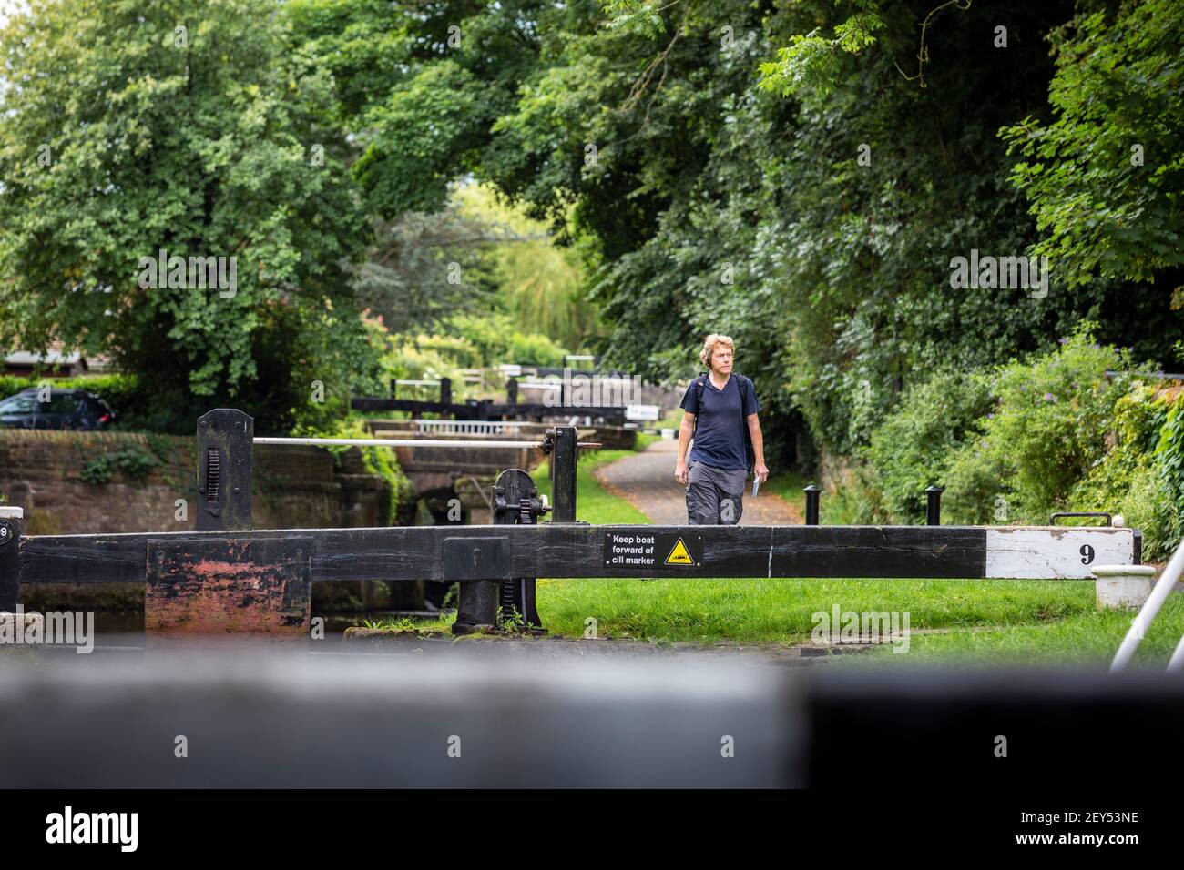 Marple Locks on the High Peak Canal which forms part of the Greater Manchester Ringway Walk ( GMR) Stock Photo