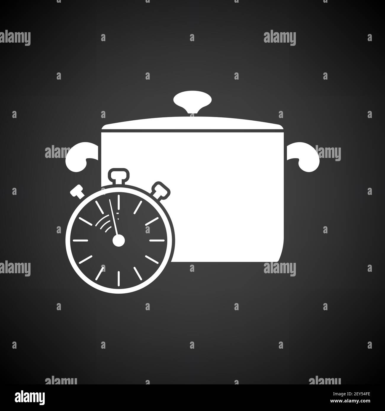 Pan With Stopwatch Icon. White on Black Background. Vector Illustration ...