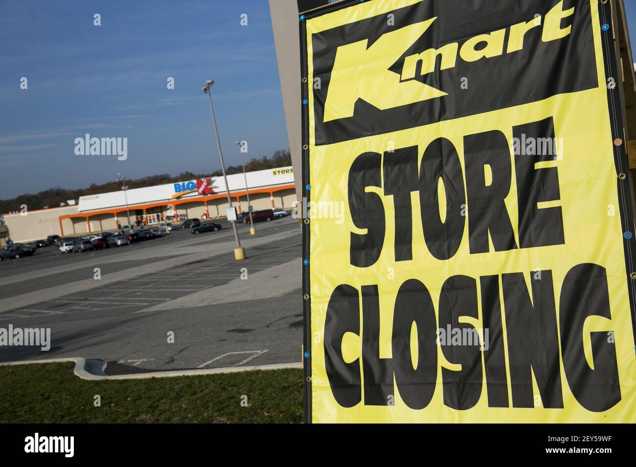 A Kmart retail store with a "Store Closing Sale" banner in Baltimore