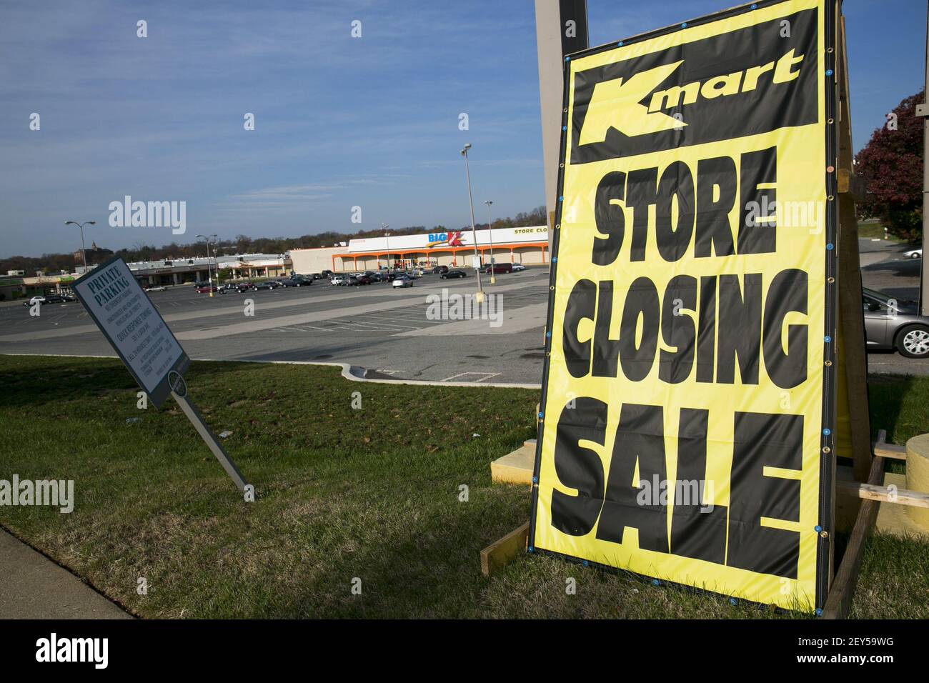 A Kmart retail store with a "Store Closing Sale" banner in Baltimore