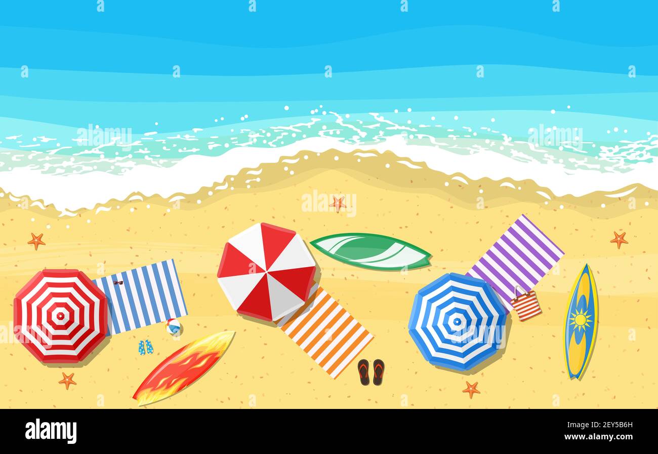 beach sun umbrellas flip-flops and beach Stock Vector Image & Art - Alamy