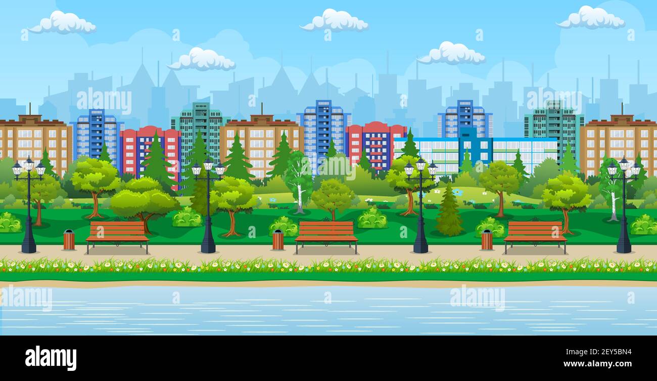 City park and pond Stock Vector Image & Art - Alamy