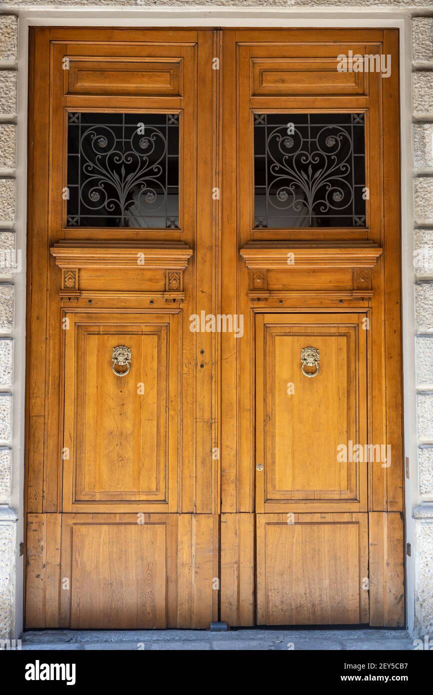 ancient wooden house door Monza Europe Stock Photo