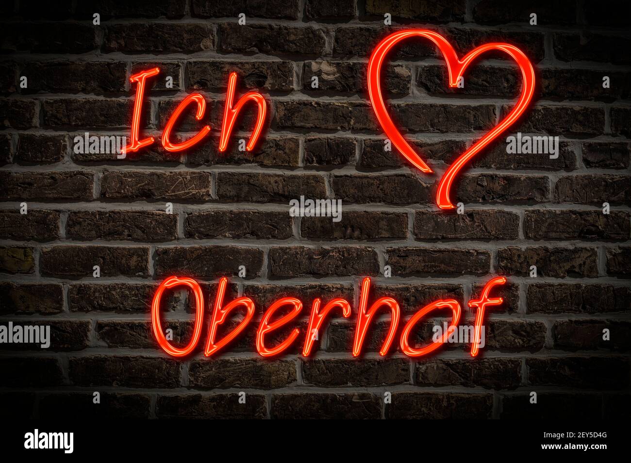 Leuchtreklame, Ich liebe Oberhof, Thüringen, Deutschland, Europa | Illuminated advertising, I love Oberhof, Thuringia, Germany, Europe Stock Photo