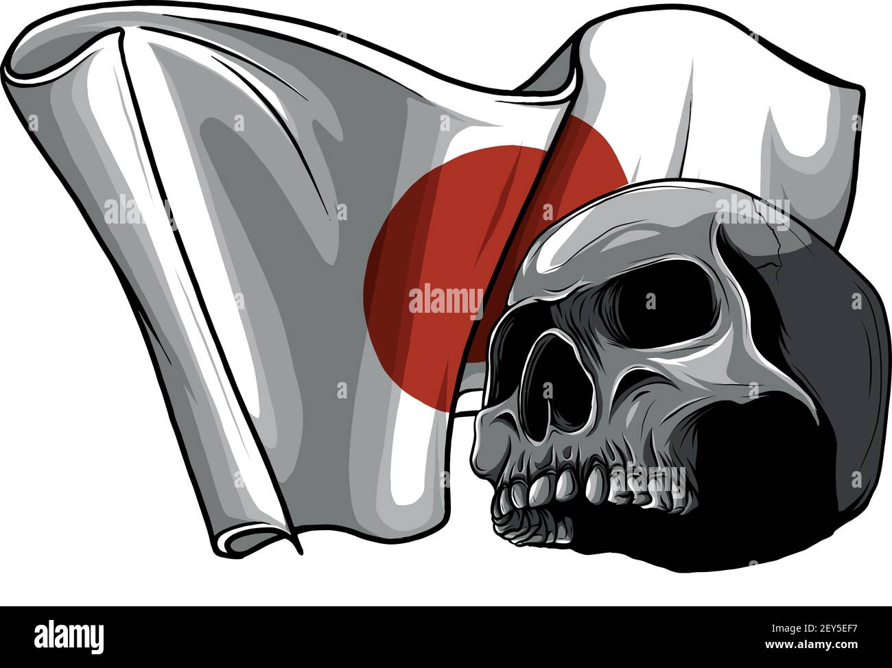 human skull with japan flag vector illustration Stock Vector