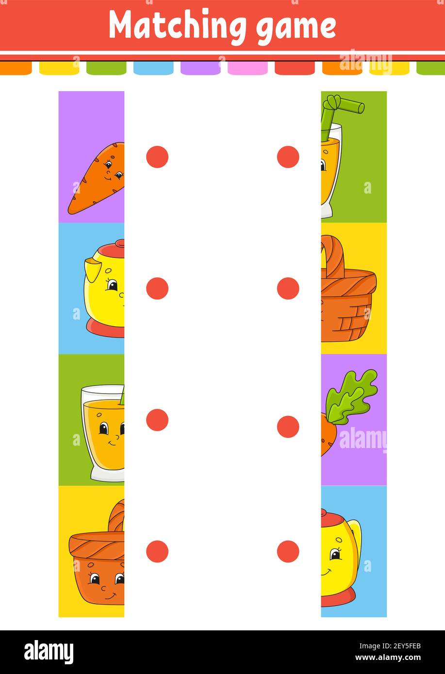 Matching game. Draw a line. Education developing worksheet. Activity