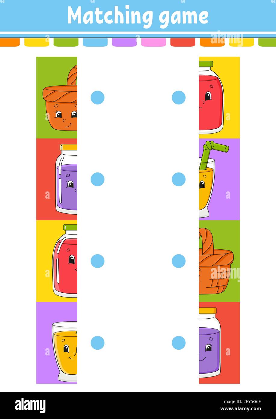 Matching game. Draw a line. Education developing worksheet. Activity