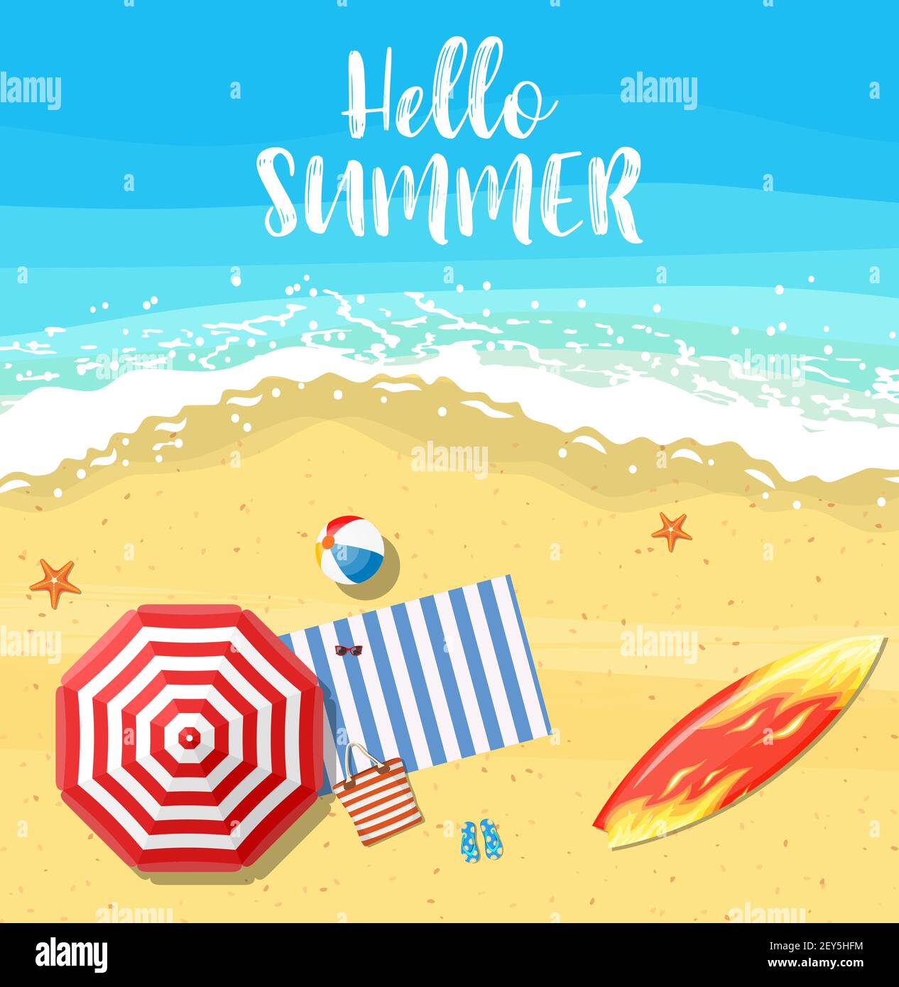 beach sun umbrellas flip-flops and beach Stock Vector Image & Art - Alamy