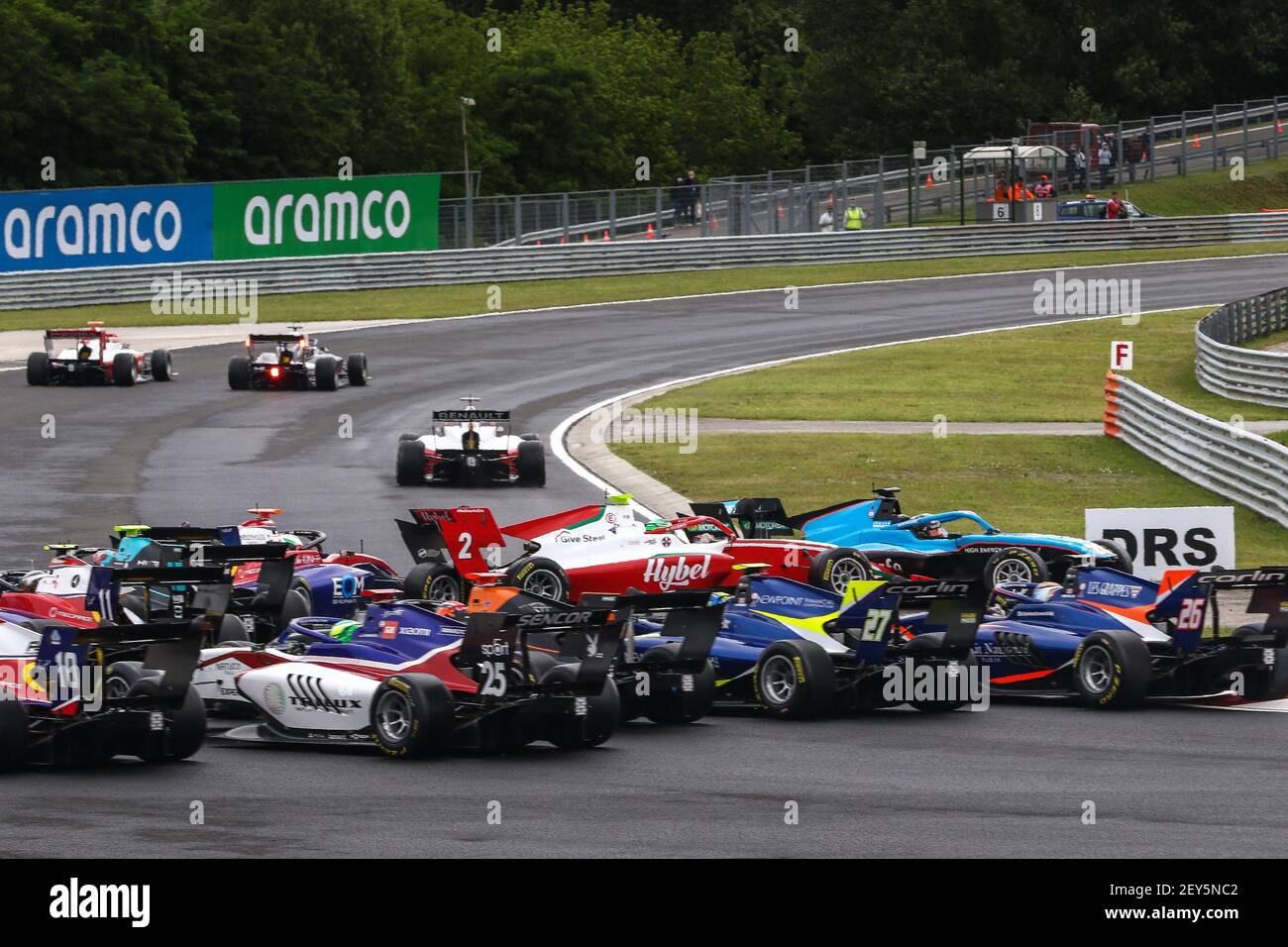 Crash at the start of the race, 02 Vesti Frederik (dnk), Prema Racing,  Dallara F3 2019, during the 3rd round of the 2020 FIA Formula 3  Championship from July 17 to 19,