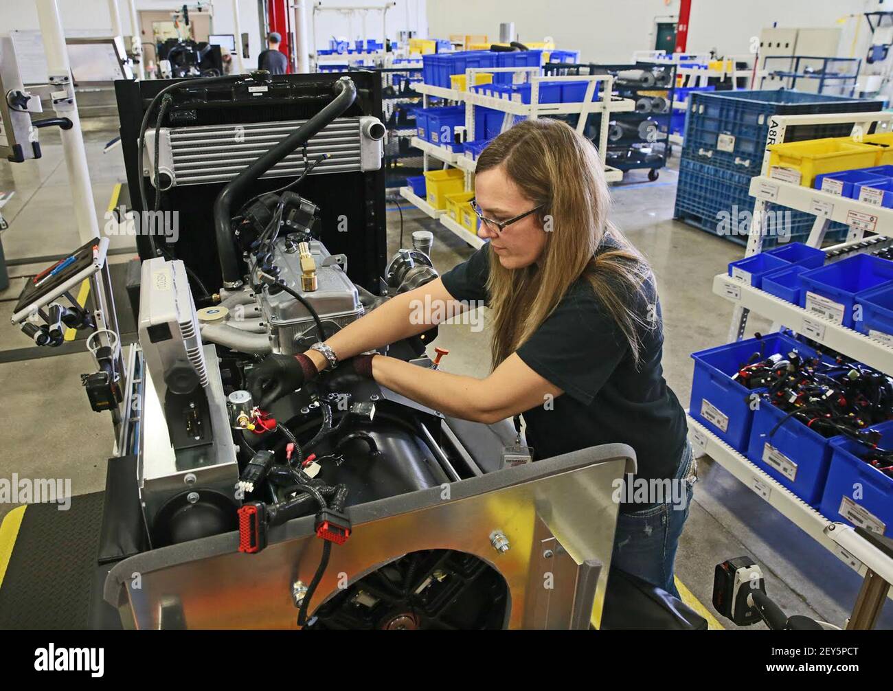 Kristy Westenberg works at Generac in Whitewater, Wisc., where she