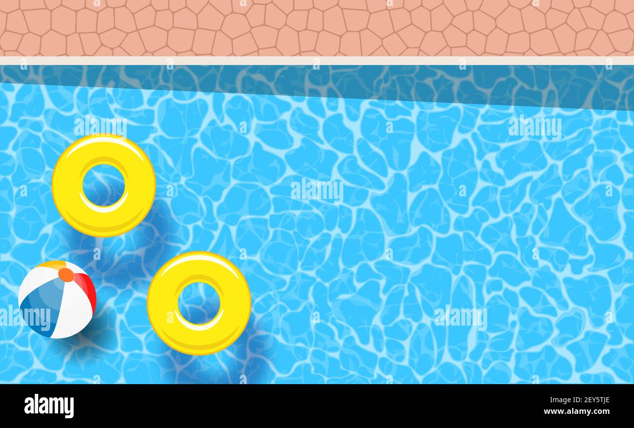 two pool rings and ball floating in a swimming pool Stock Vector Image ...