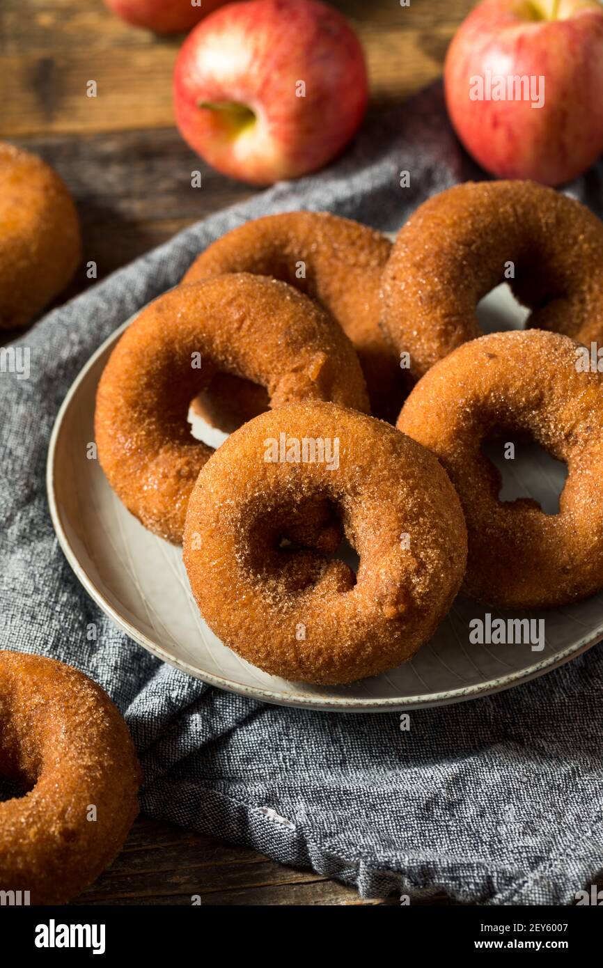 Homemade Sweet Apple Cider Donuts with Sugar Stock Photo