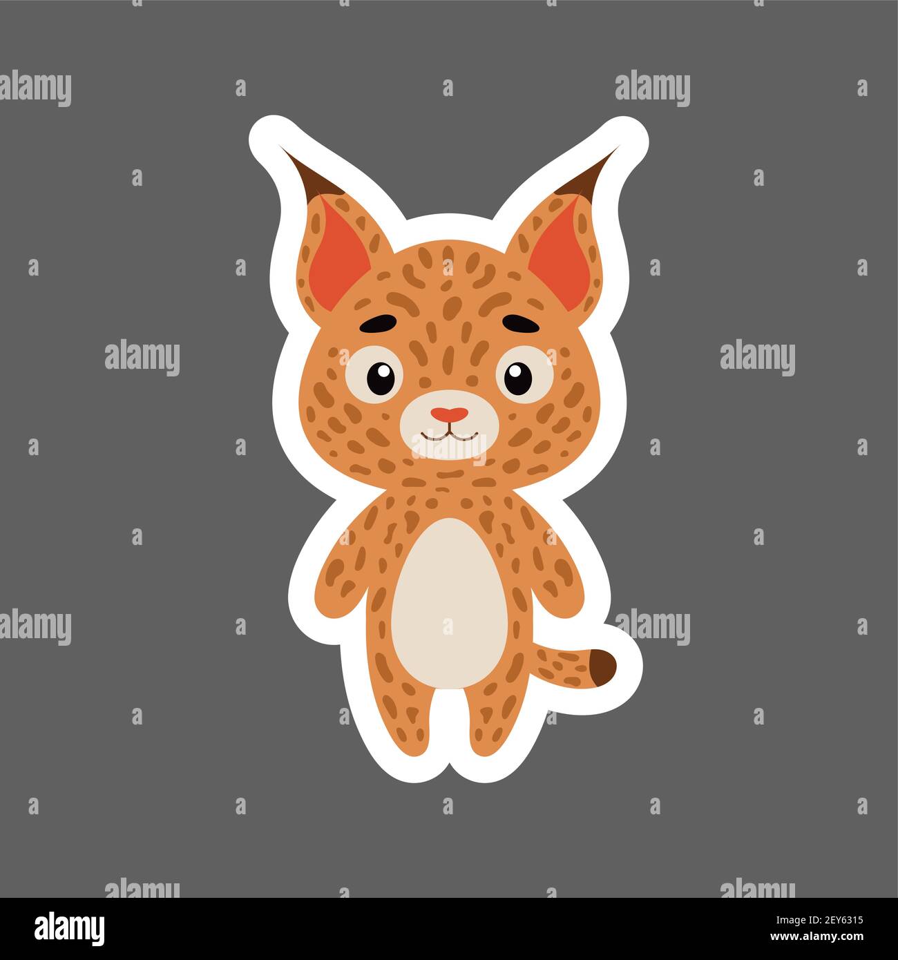 Cute Little Baby Lynx Sticker Cartoon Animal Character For Kids Cards