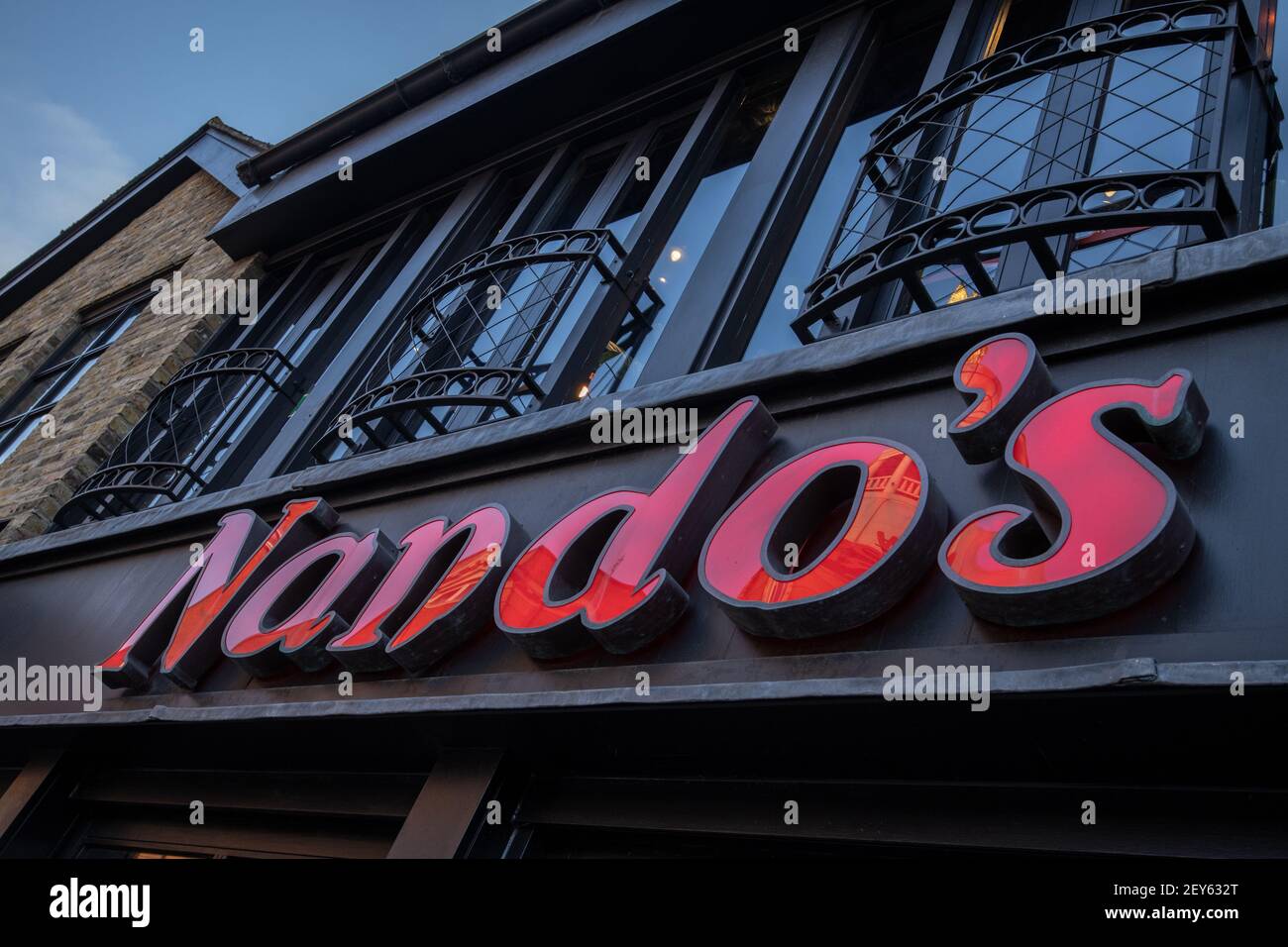 Nando's restaurant sign, Wimbledon, UK Stock Photo