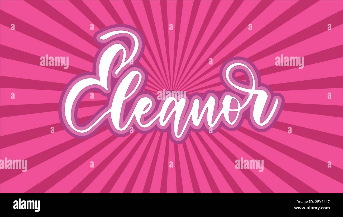 Eleanor Typography with Japanese Pink Sunburst Stock Vector