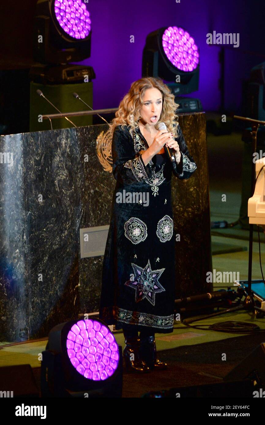 Brazilian singer Daniela Mercury performs on stage inside the UN ...