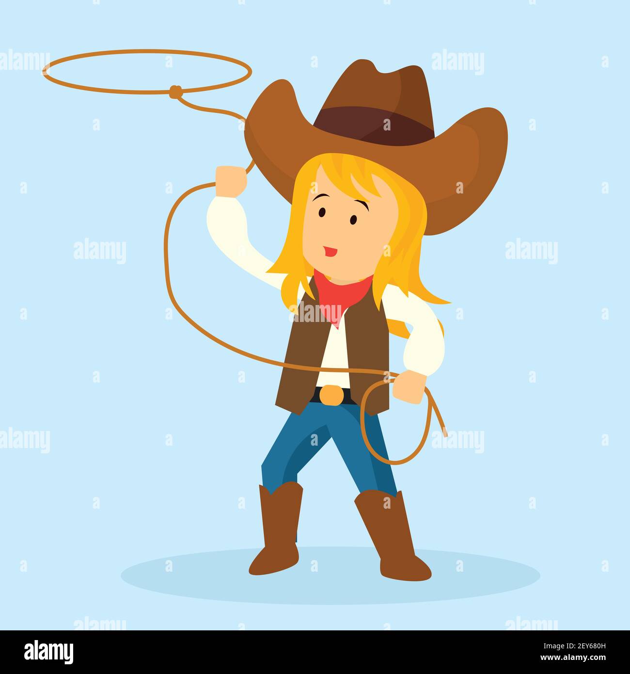 Cowgirl Throws A Lasso For Rodeo Western Design Vector Illustration Stock Vector Image And Art