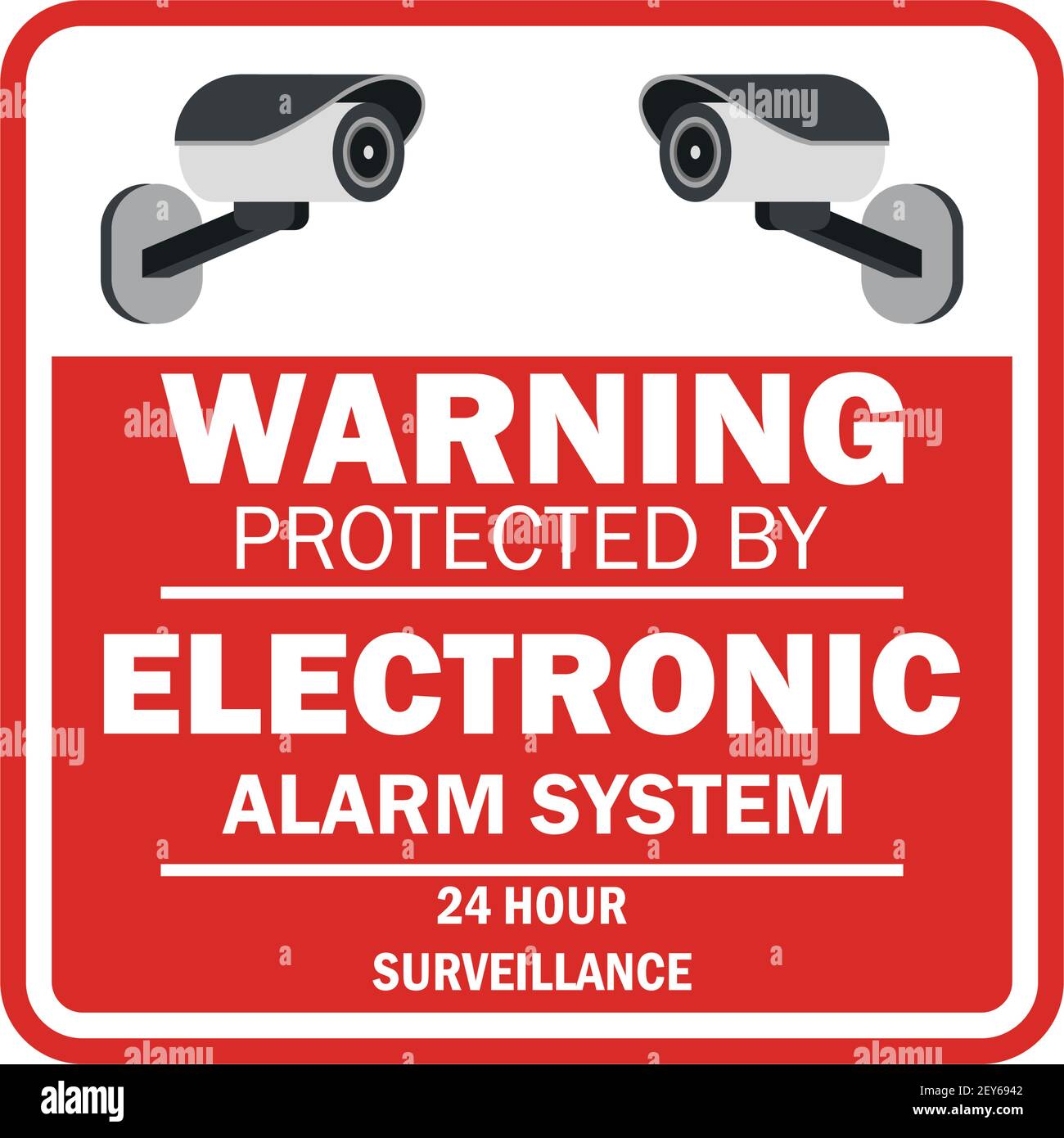 warning sign the area protected by video surveillance with security