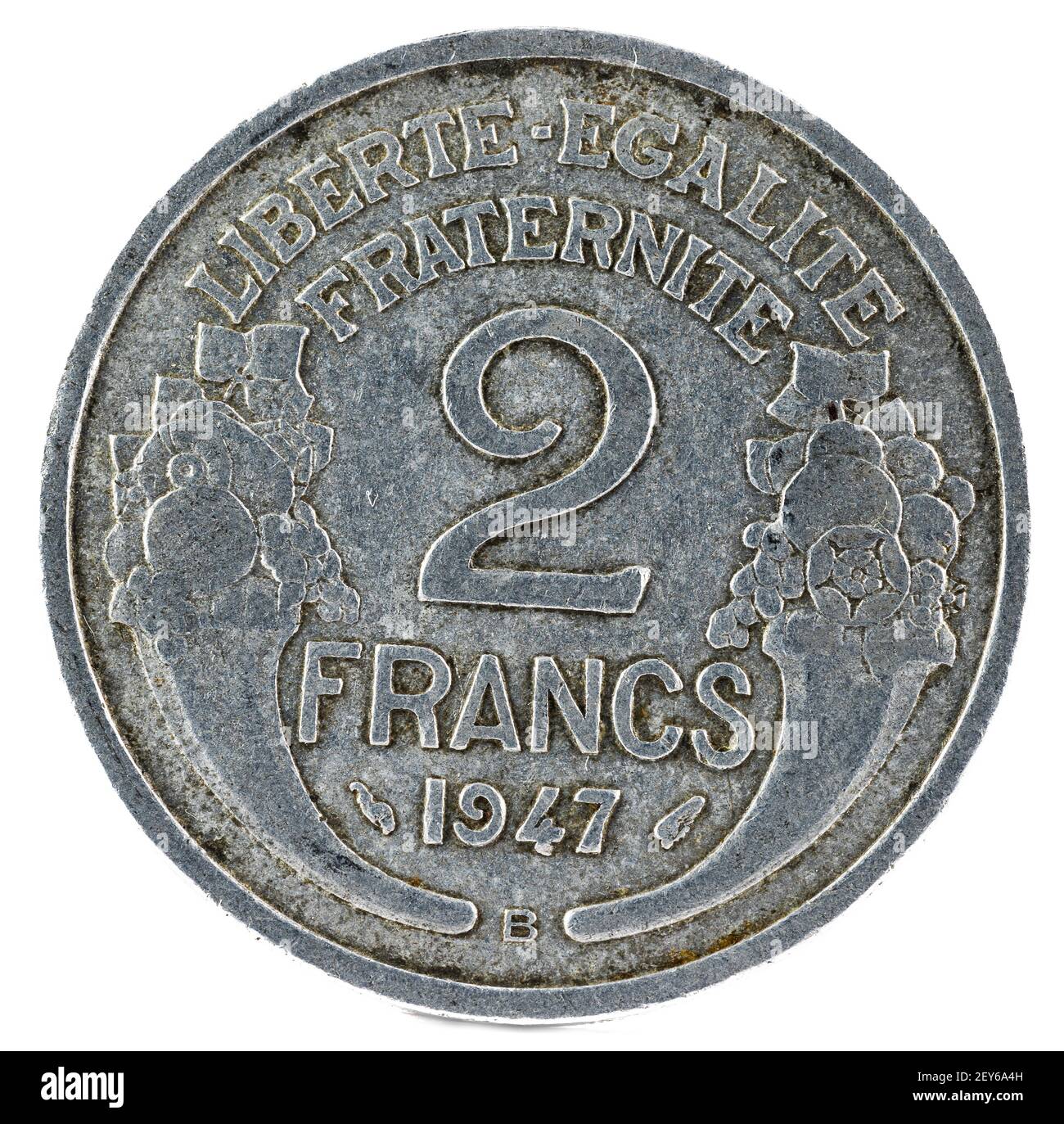 Old French Coin 2 Francs 1947 Reverse Stock Photo Alamy
