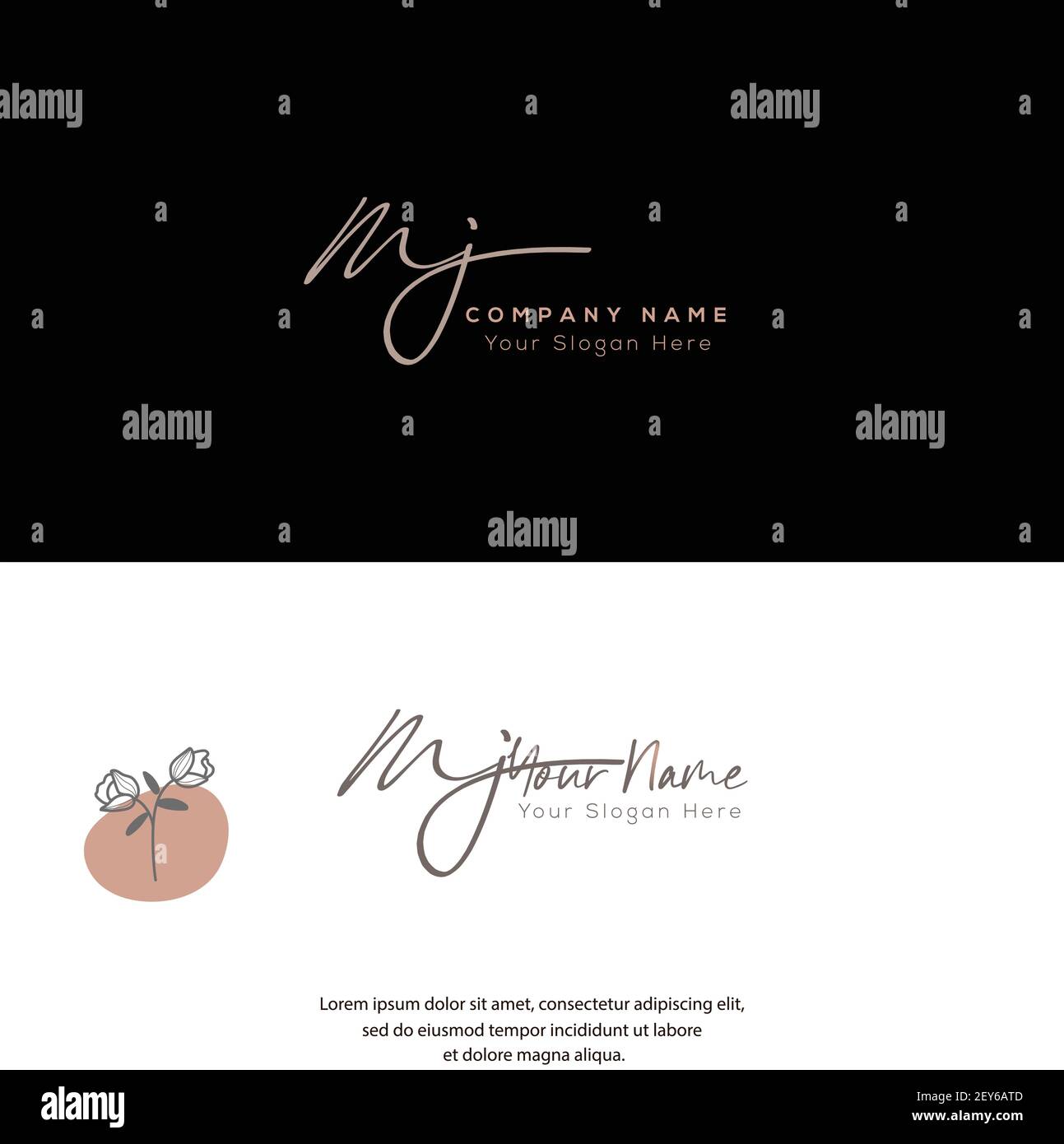 M J MJ Initial letter handwriting and signature logo. Beauty vector initial logo .Fashion, boutique, floral and botanical Stock Vector