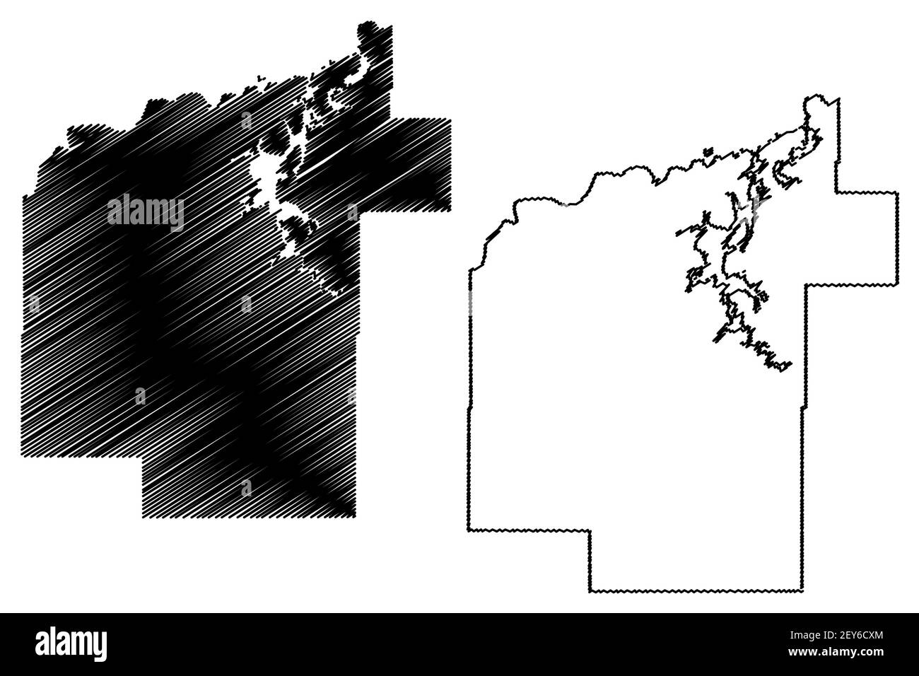 Pittsburg County, Oklahoma State (U.S. county, United States of America, USA, U.S., US) map vector illustration, scribble sketch Pittsburg map Stock Vector