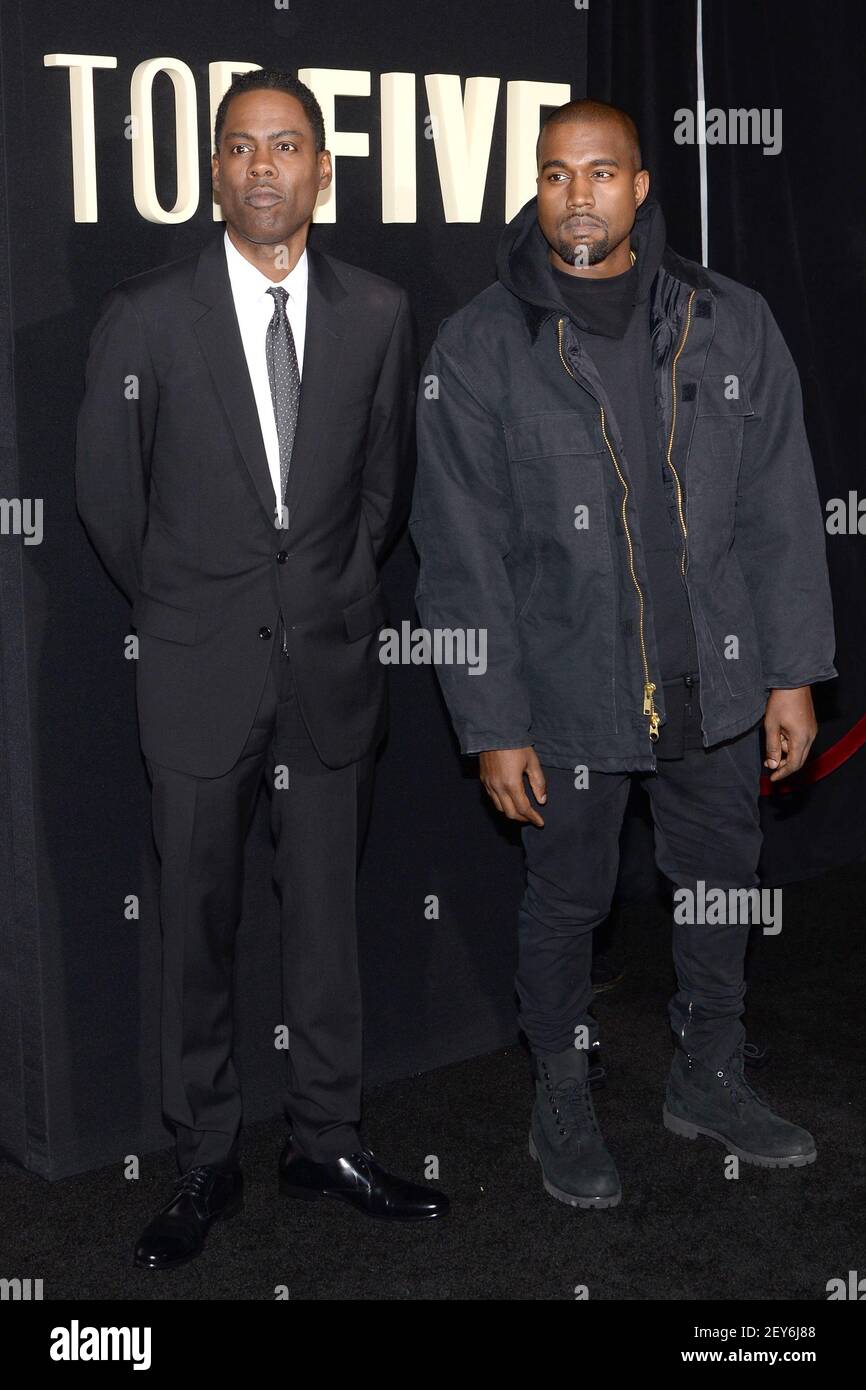(L-R) Actor Chris Rock and musician Kanye West attend the 'Top Five ...