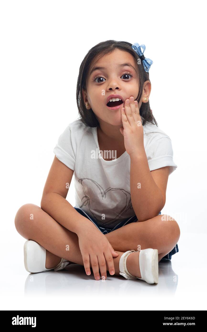 Young Beautiful Happy Surprised Girl on White Stock Photo - Alamy