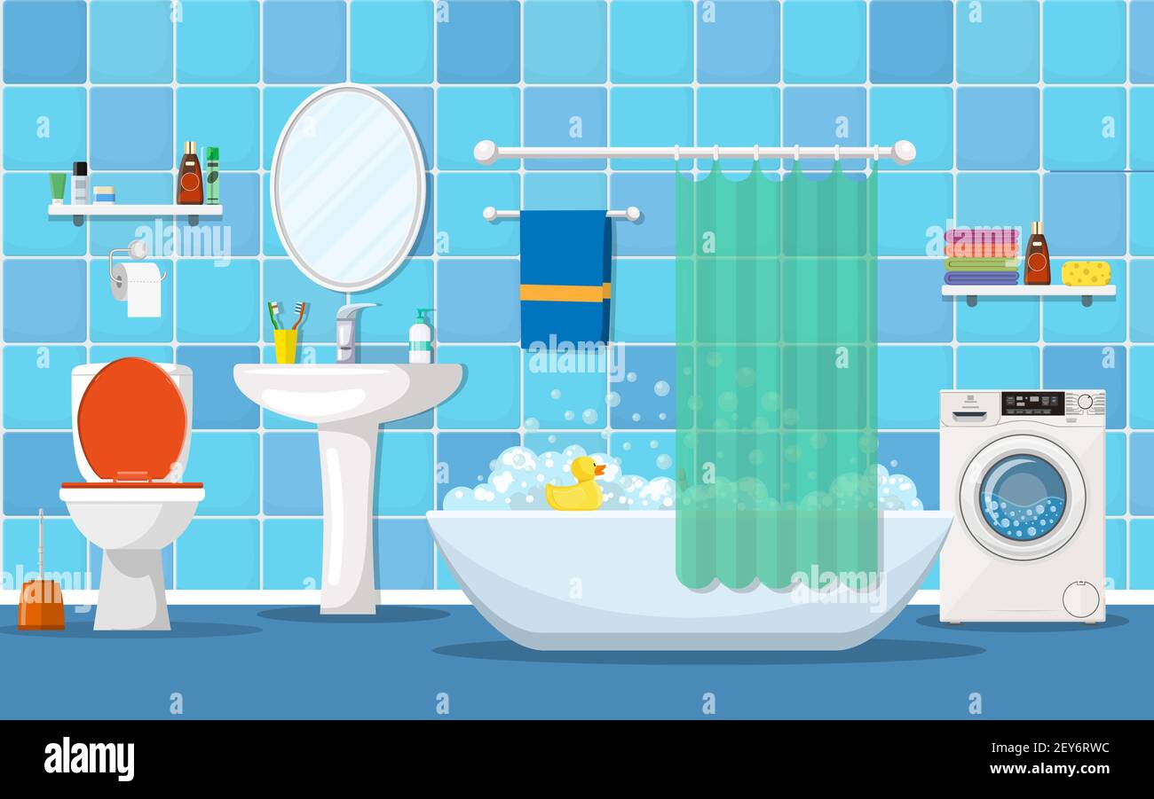 modern bathroom interior with furniture Stock Vector Image & Art - Alamy