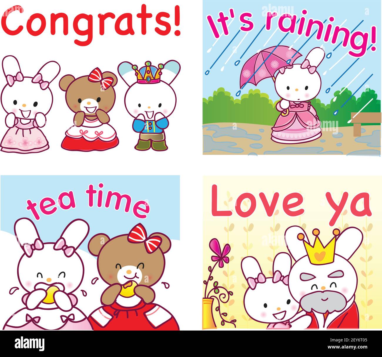 Cartoon Sweet Rabbit Cherry Stickers Card Making & Stationery ...