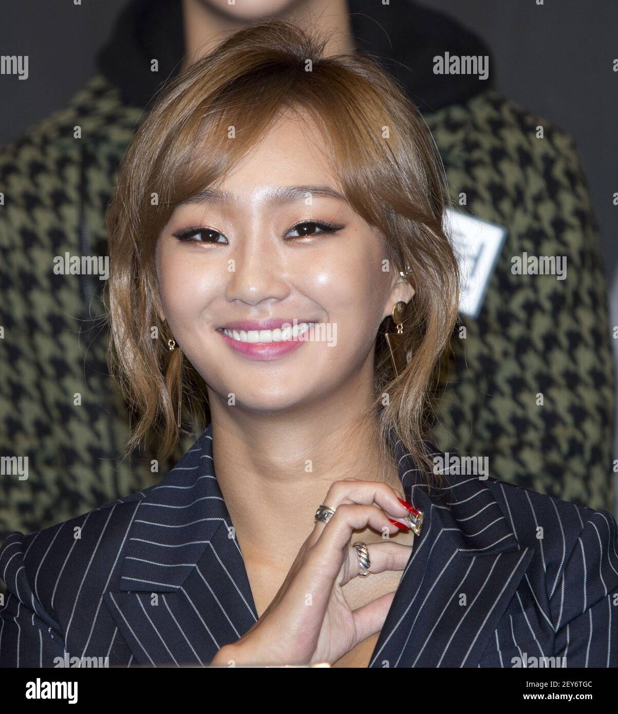 8 December 2014 - Seoul, South Korea : South Korean K-Pop girl group Sistar member Hyo Rin, attends a photo call for the Mnet Wednesday new drama K-Pop upcoming first episode of 'NO.MERCY' a survival audition program with Starship Entertainment trainees during a premiere in Seoul, South Korea on December 8, 2014. The upcoming drama will be broadcasted starting from on December 10. Photo Credit: Lee Young-ho/Sipa USA Stock Photo