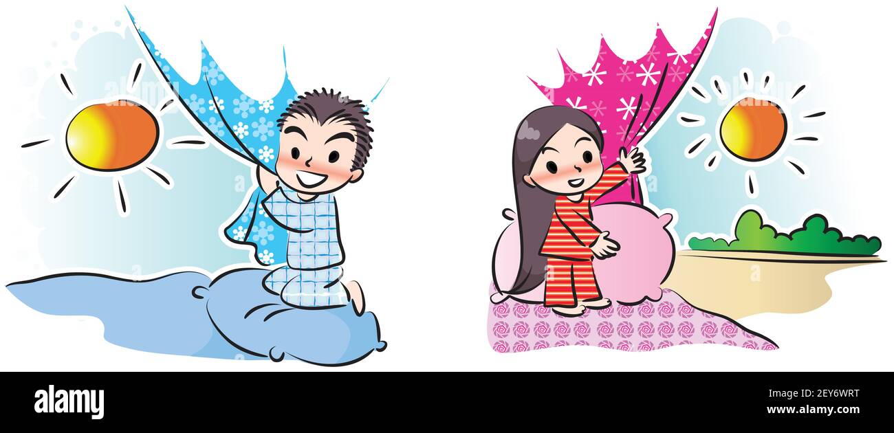 vector cartoon girl and boy in Valentine's Day greeting card emoji ...