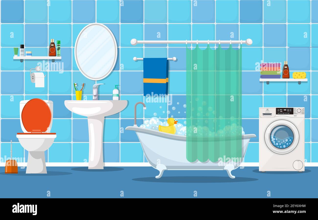 modern bathroom interior with furniture Stock Vector Image & Art - Alamy