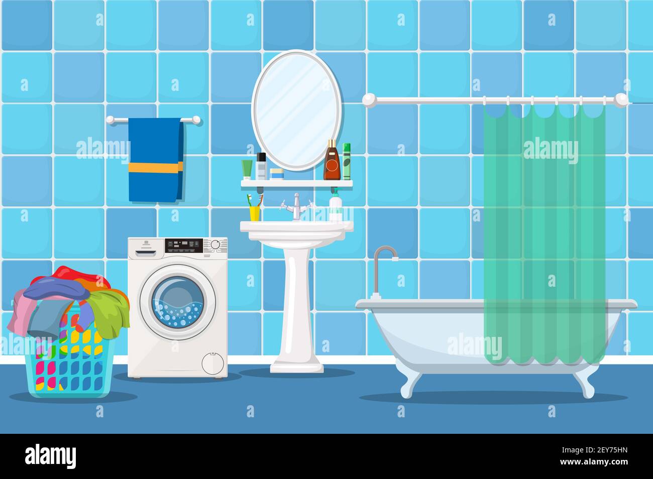 modern bathroom interior with furniture Stock Vector Image & Art - Alamy