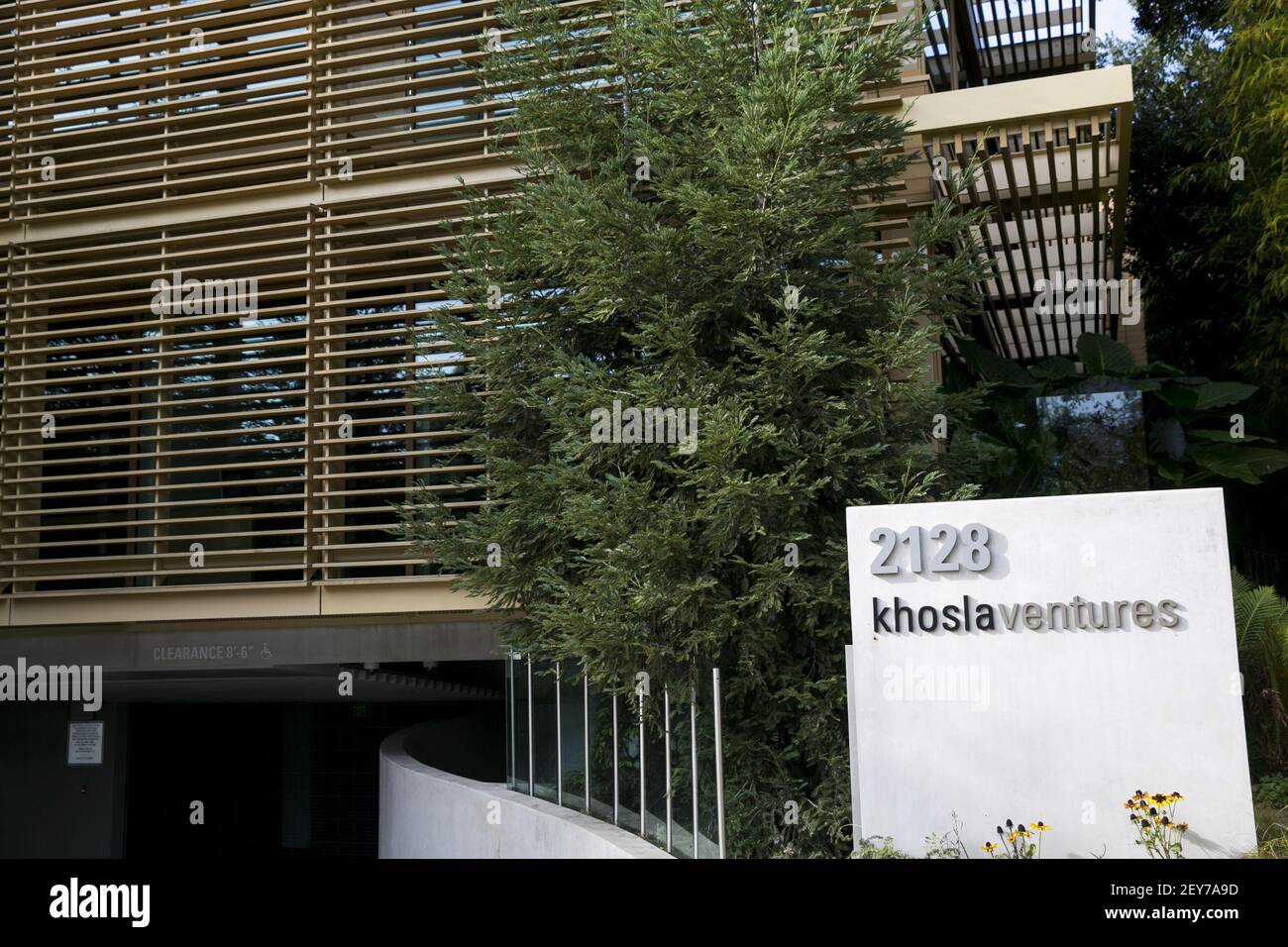 A logo sign at the headquarters of the venture capital firm Khosla ...